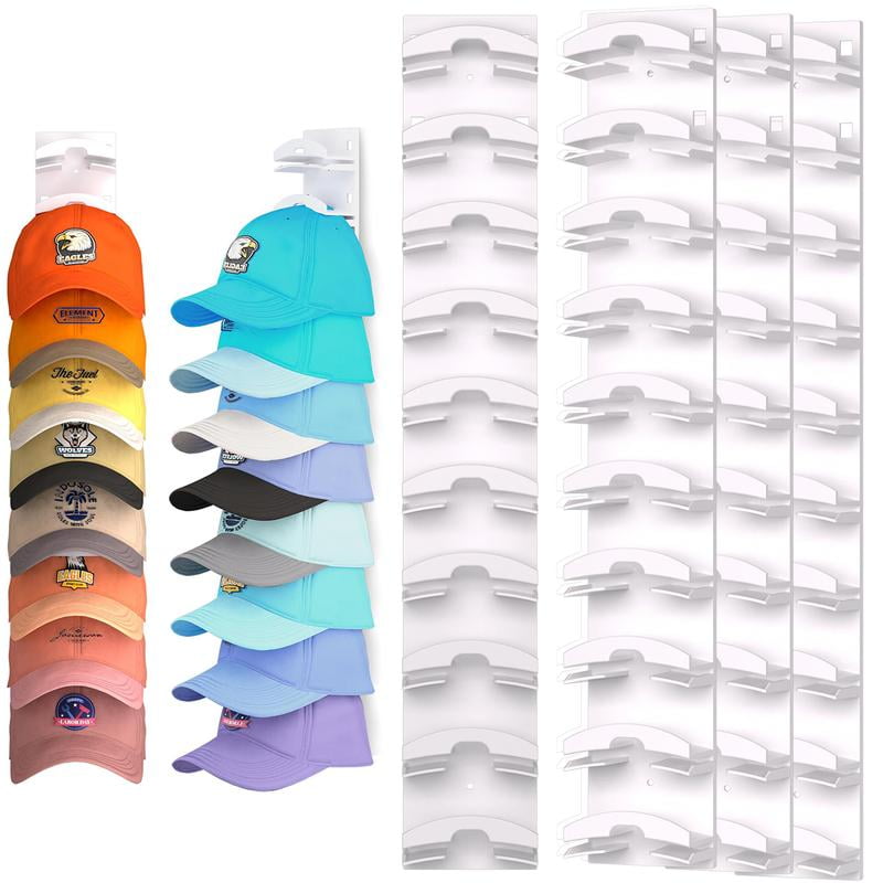 2 Pack Hat Organizer for Baseball Caps, Wall-mounted, Multi-layer Hat ...