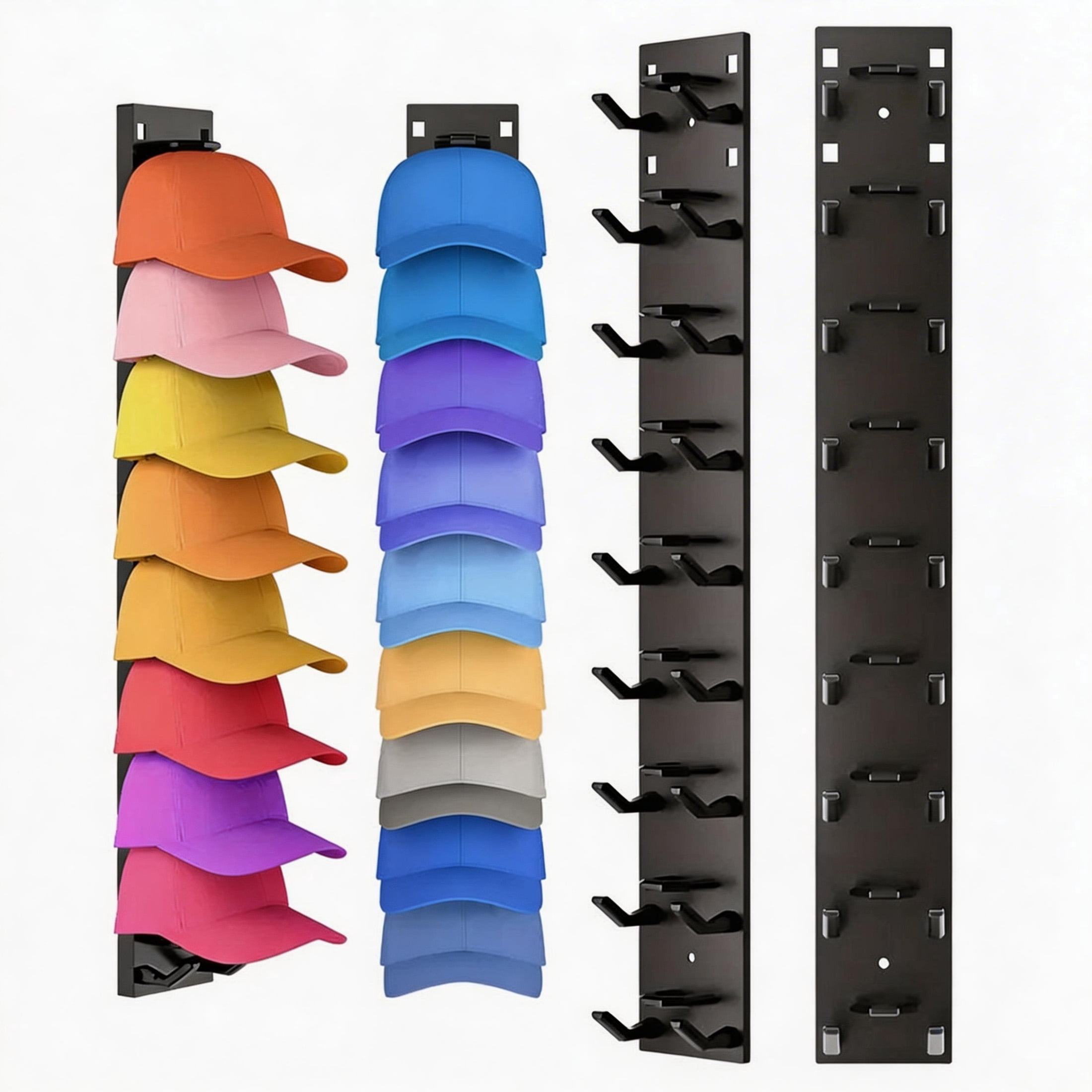 Cisilov 2 Pack Hat Rack for Baseball Caps, Hat Holder for Baseball Caps, Multilayer Baseball Caps Organizer Display for Closet Door and Bedroom
