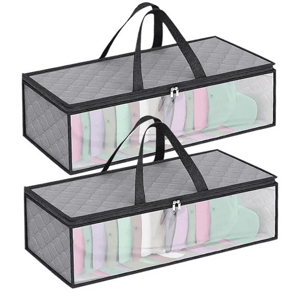 2 Pack Hat Storage Bag for Baseball, Caps Hat Organizer Case Hat Holder Rack with 2 Carry Handles for Closet Moisture