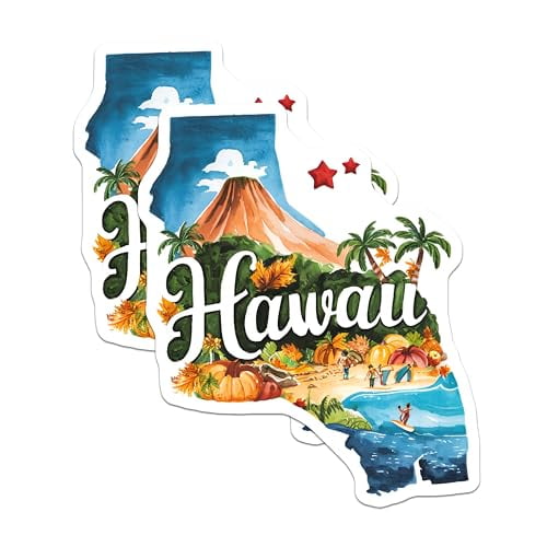 Hawaii State Map & Landmarks Collage Fridge Magnet - Collectible Souvenir