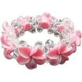 thumbnail image 1 of KC Hawaii He Pua Nani Plumeria Fimo Flower Bling Hawaiian Bracelet Rosy Pink, 1 of 2