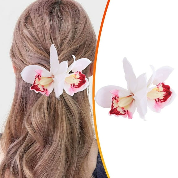 2 Pack Hawaiian Hair Flowers Women’s Floral Orchid & Hibiscus Flower Hair Clips - Artificial Flower Barrettes for Wedding, Bridal, Tropical Beach Party Holiday Accessories