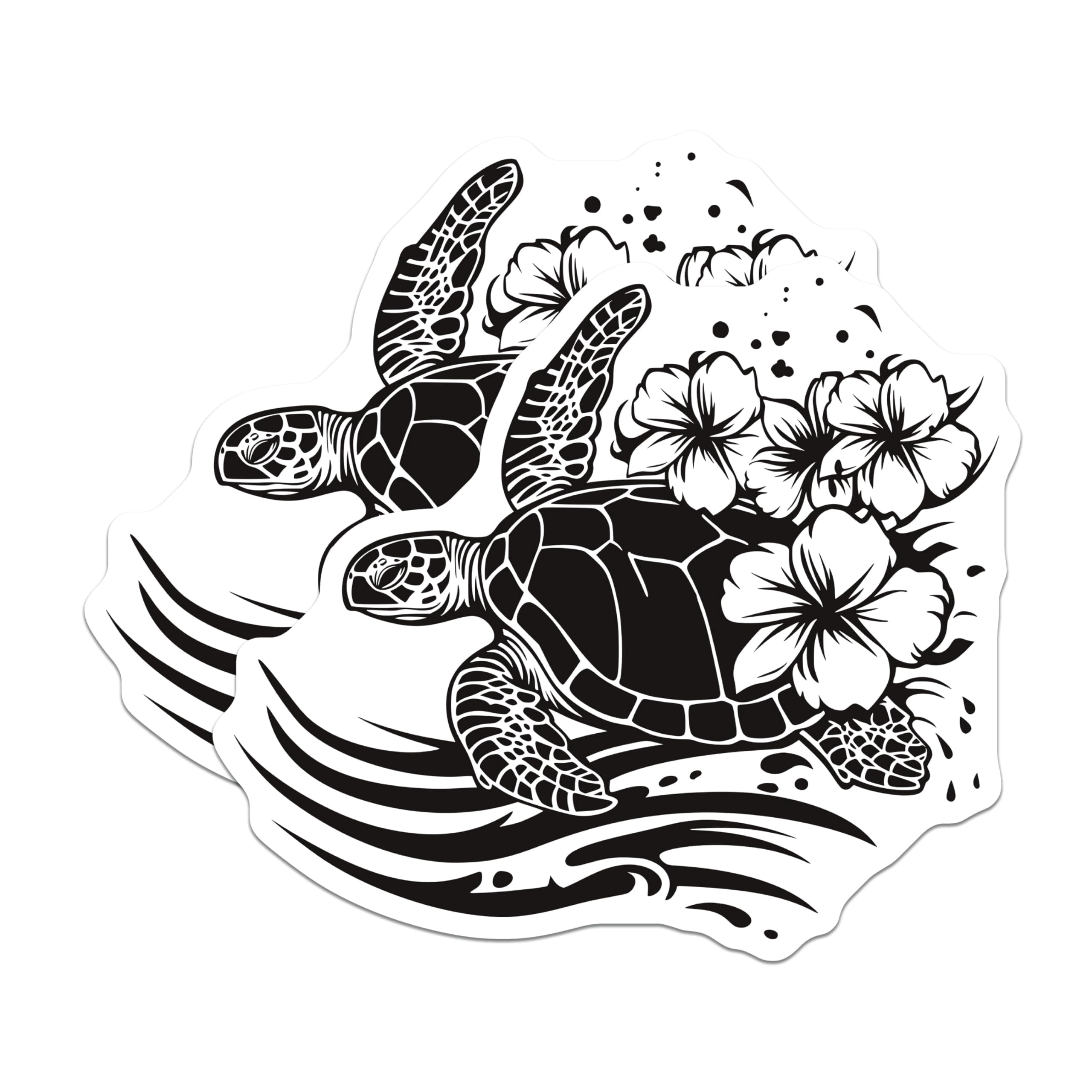 (2 Pack) Hawaiian Sea Turtle Magnets - Hibiscus Flower Decor - Ocean ...