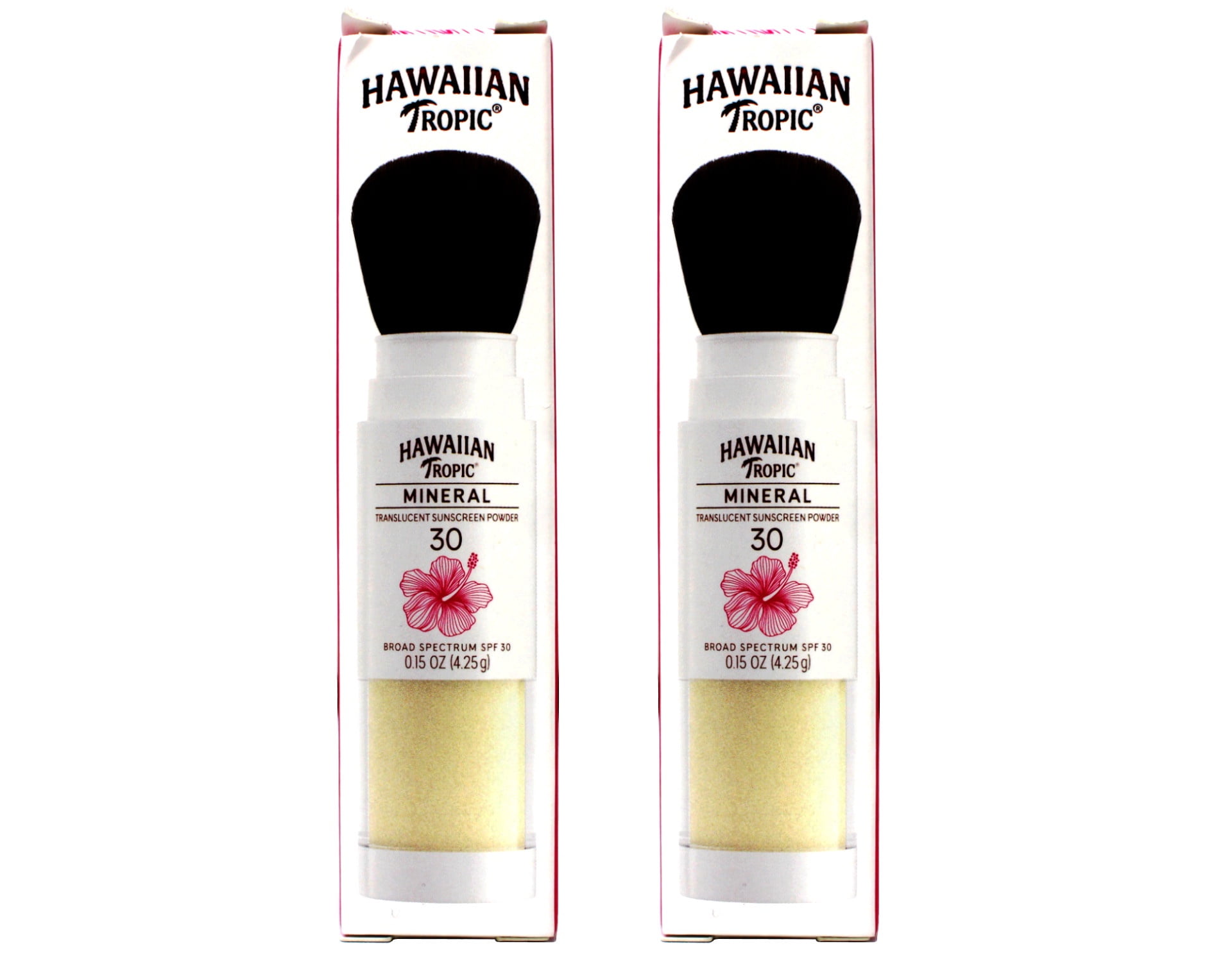 2 Pack - Hawaiian Tropic Mineral Skin Nourishing Sunscreen Powder Brush - SPF 30 - 0.15oz