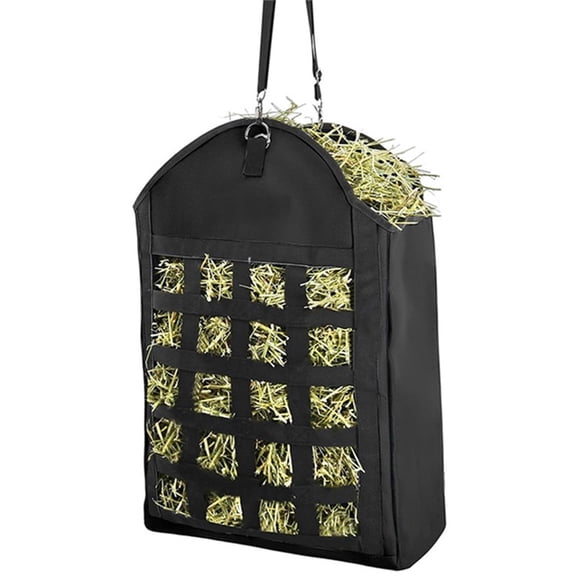 2 Pack Hay Bag for Horse, 6000D Oxford Slow Feeder Hay Bag with Front Hay Nets Design Horse Feeding Bag with Large Opening for Horse, Goat, Donkeys, Black
