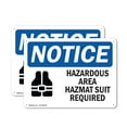 thumbnail image 1 of (2 Pack) Hazardous Area Hazmat Suit Required OSHA Notice Sign 14 Inch X 10 Inch Plastic Sign, Weather Resistant, UV Protected for Workplace, Business, and Construction Site, Made in the, 1 of 8