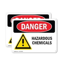 (2 Pack) Hazardous Chemicals OSHA Danger Sign 14 Inch X 10 Inch Indoor / Outdoor Rust-Free Aluminum Metal Signs for Workplace, Workshop, and Construction Site, Made in the USA