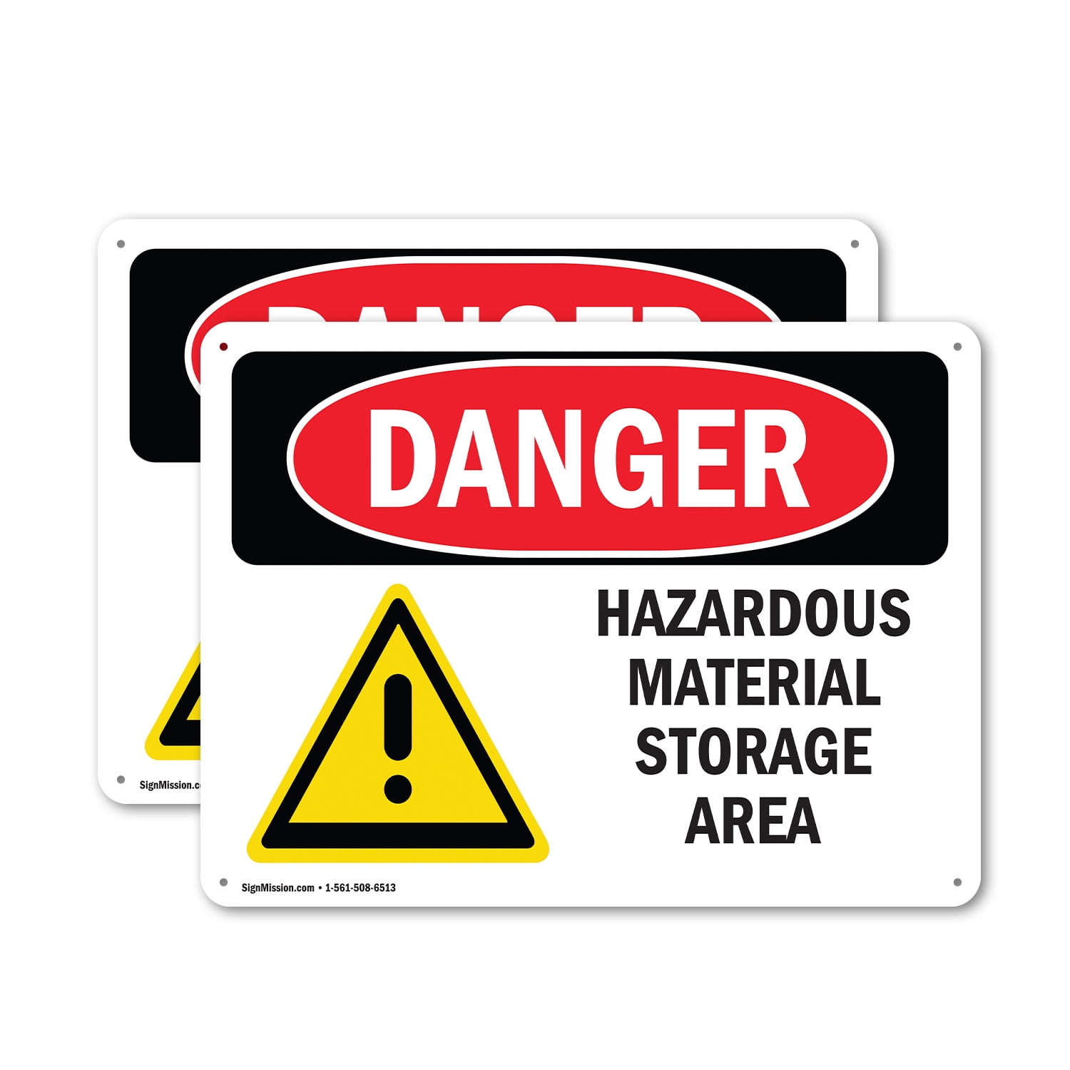 (2 Pack) Hazardous Material Storage Area OSHA Danger Sign 24 Inch X 18 ...