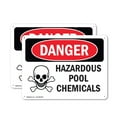 thumbnail image 1 of (2 Pack) Hazardous Pool Chemicals OSHA Danger Sign 14 Inch X 10 Inch Indoor / Outdoor Rust-Free Aluminum Metal Signs for Workplace, Workshop, and Construction Site, Made in the USA, 1 of 8