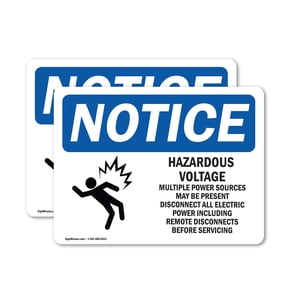(2 Pack) Hazardous Voltage Multiple Power Sign