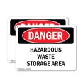 thumbnail image 1 of (2 Pack) Hazardous Waste Storage Area OSHA Danger Sign 10 Inch X 7 Inch Indoor / Outdoor Rust-Free Aluminum Metal Signs for Workplace, Workshop, and Construction Site, Made in the USA, 1 of 8