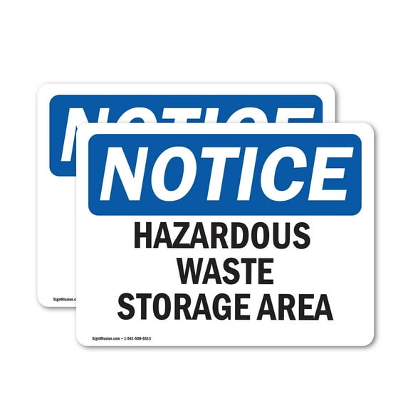 (2 Pack) Hazardous Waste Storage Area OSHA Notice Sign 10 Inch X 7 Inch Vinyl Label Decal Sticker Weather Resistant, UV Protected for Workplace, Business, and Construction Site, Made in
