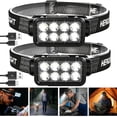 thumbnail image 1 of 2 Pack Headlamp Rechargeable, Ultra-Light Bright Headlight with 8 LED Head Torch Lights, Waterproof Lightweight Head Lamp for Adult, Outdoor Camping Fishing Backpacking Flashlight, 1 of 8