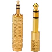 2 Pack Headphone Adapter 6.35 mm (1/ 4 Inch) Male to 3.5 mm Female Stereo Adapter Plus 3.5 mm Stereo Male to 6.35 mm (1/ 4 Inch) Mono Female, Gold Plated
