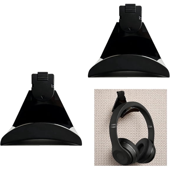2 Pack 2 in 1 Headphone Holder, Space Saving Hanger for Fabric Office Cubicle Wall, Desk Organizer Cubicle Accessories (Black)