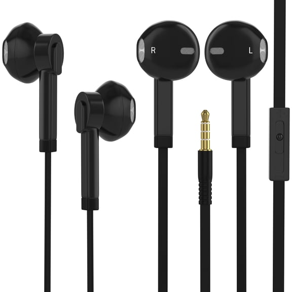 [2 Pack] Headphones Replacement for iPhone Wired Stereo Sound Earbuds Earphones with Microphone and Volume Control,Isolation Noise Compatible with 14/13/12/11 All iOS Systems - Black