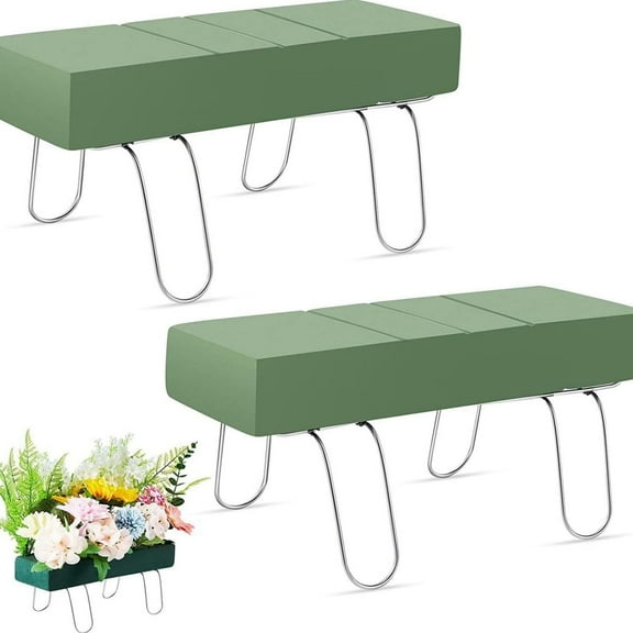 2 Pack Headstone Flower Saddles, Topboutique Gravestone Saddle with Floral Foam, Rustproof Galvanized Tombstone Saddles for Grave Cemetery Headstones Tombstone Decoration, 11.8''