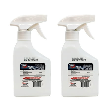 2 Pack - Health Smart 70% Isopropyl Alchohol Multipurpose Spray 10 Ounce