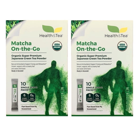 (2 Pack) Health&Tea Matcha on-the-Go, Top Grade Organic Japanese Green Tea Powder, 20 Sticks