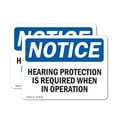 thumbnail image 1 of (2 Pack) Hearing Protection Is Required When In Operation OSHA Notice Sign 18 Inch X 12 Inch Vinyl Label Decal Sticker Weather Resistant, UV Protected for Workplace, Business, and, 1 of 6