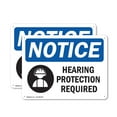 thumbnail image 1 of (2 Pack) Hearing Protection Required OSHA Notice Sign 10 Inch X 7 Inch Indoor / Outdoor Rust-Free Aluminum Metal Signs for Workplace, Workshop, and Construction Site, Made in the USA, 1 of 8