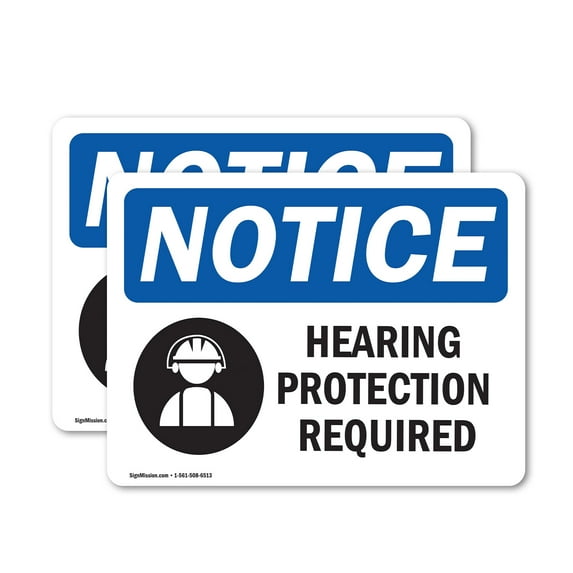 (2 Pack) Hearing Protection Required Sign