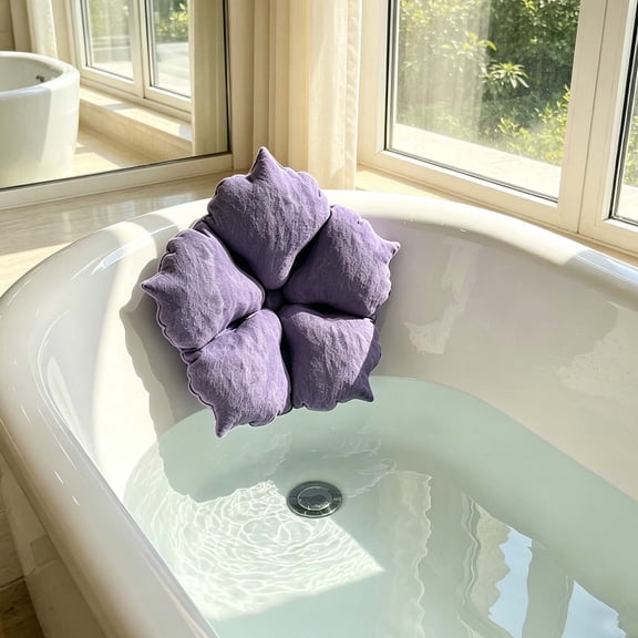 2 Pack Heart Flower Shape Inflatable Bath Pillow With Strong Suction Cups Soft PVC Spa Neck Head Support Foldable Portable Bathtub Cushion For Relaxing Bath Hot Spring Spa