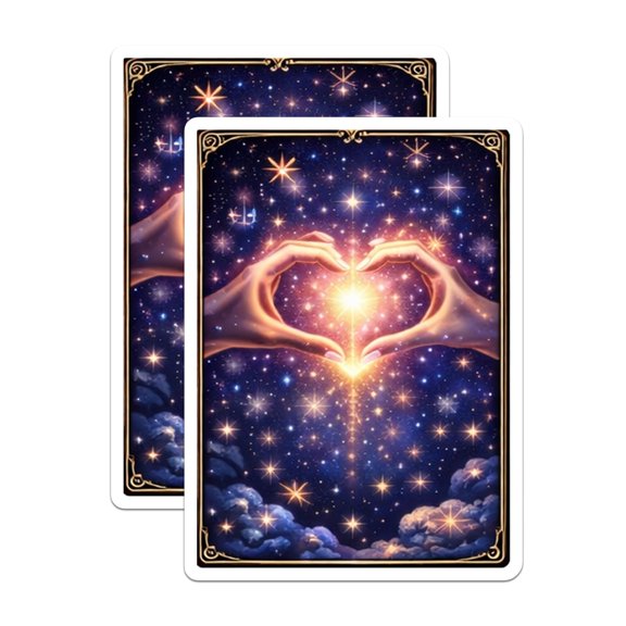 (2 Pack) Heart Hands Magnets - Celestial Stars - Cosmic Love Refrigerator Decors - 5" On Longest Side - Premium Magnet - for Cars, Refrigerators, Toolboxes, Lockers - Made in USA - MAG15958