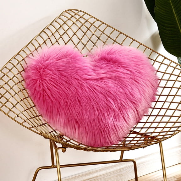 2 Pack Heart Pillows, White Heart Shaped Pillows,15.7x16.9 Inch Love Throw Pillows Gifts, Ultra Faux Rabbit Fur Soft Small Cute Fluffy Pillows, Women Girls Kid Living Room Decor