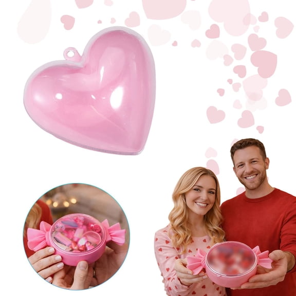 2-Pack Heart-Shaped Fillable Candy Jar with Lid, Romantic Valentine's Day Storage Container for Chocolates, Sugar Cookies and Small Keepsakes, Decorative Jar for Home, Office or Gift, Pink, By Harlik