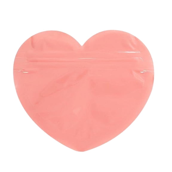 2 Pack Heart Shaped Jewelry Pouch Resealable Bag Valentine's Day Gift Bag for Earrings Rings Small Accessories Reusable Storage 6x5 Inch Pink