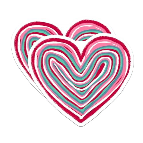 (2 Pack) Heart Shaped Magnets - Colorful Heart Magnets - Rainbow Heart Magnets - Heart Fridge Magnets - 5" On Longest Side - for Cars, Refrigerators, Toolboxes, Lockers - Made in USA BMCS3445