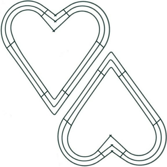 2-Pack Heart Shaped Wire Wreath Frame – Heart Metal Wreath Form with Ring Design for DIY Crafts, Floral Projects, and Home Decor – Dark Green Wire Frame for Christmas Holiday & Weddings