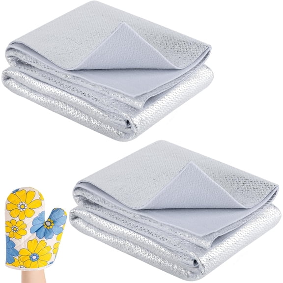 2 Pack Heat Resistant Batting for Potholders, 47 X 35 Inch Soft Insulated Batting, Heat Reflective Fabric for Sewing,Thermal Lining Batting (Sliver 47x35 inch)