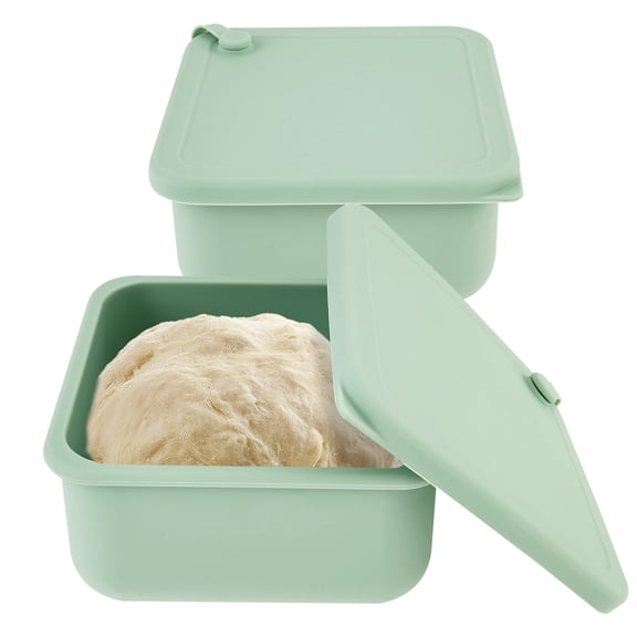 2Pack HeatResistant Silicone Food Storage Container, MultiPurpose Dough Proofing Box with Vent Lid, Reusable Kitchen Fermentation & Baking Container
