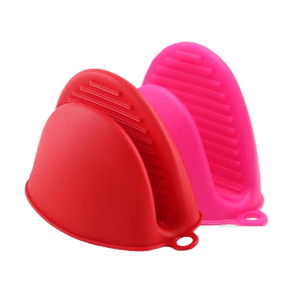 2-Pack Heat-Resistant Silicone Oven Mitts Red & Magenta - Insulated Food-Grade Silicone For Safe Handling Of Hot Cookware Heat Protection - For Baking Grilling Cooking In Home