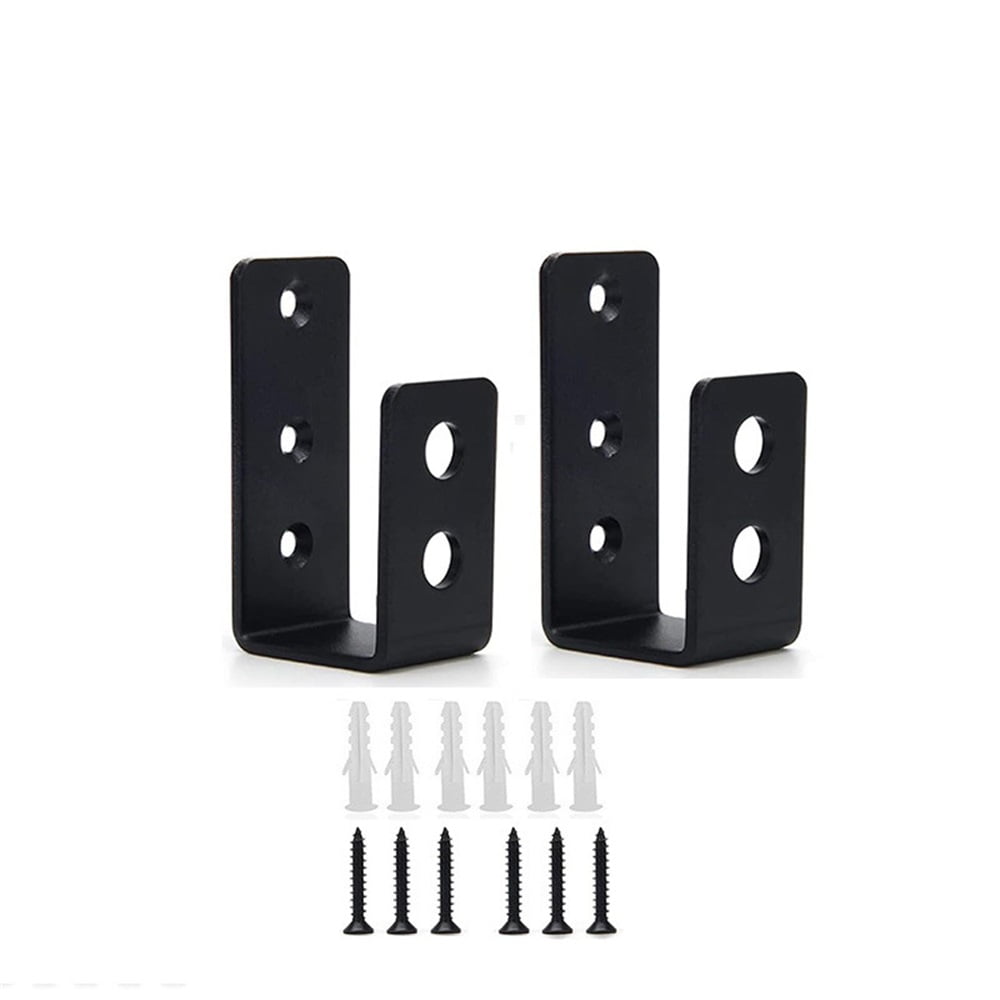 2 Pack Heavy Duty 2x4 Door Barricade Brackets Steel U Bracket Drop Open Bar Security Holder Door Lock Brackets for Home, Barn, Shed, Garage, Gate to Security Door Reinforcement Fits Holder Bar, Black