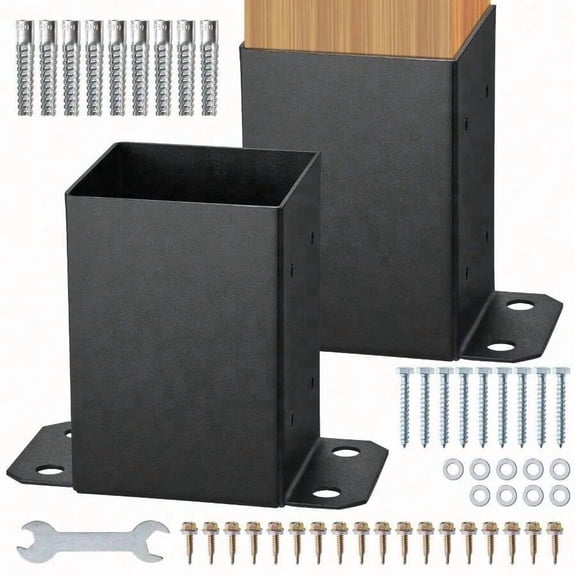 2-Pack Heavy-Duty 4*4 Post Anchors, Designed For Fence, Deck And Wood Post Support. Sturdy Metal Construction, Stable Mounting, Rust-Resistant And Easy To Install.