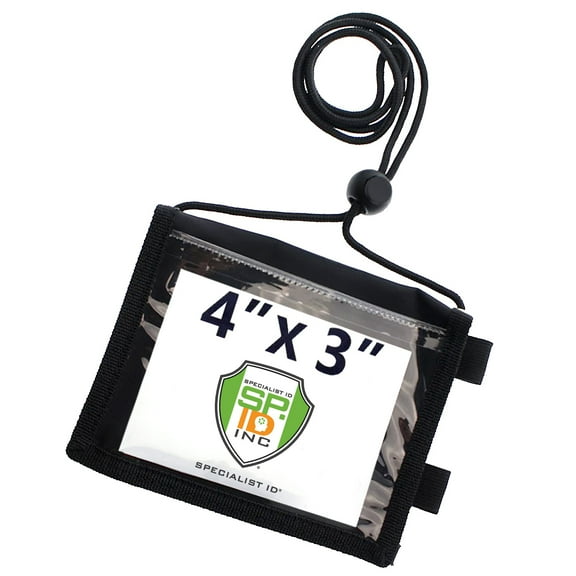 2 Pack - Heavy Duty 4 X 3 Nylon Trade Show Credential Badge Holder for Trade Shows, Conventions & Travel - 5 Pockets, Zipper, Pen Holder and Adjustable Neck Cord by Specialist ID (Black)