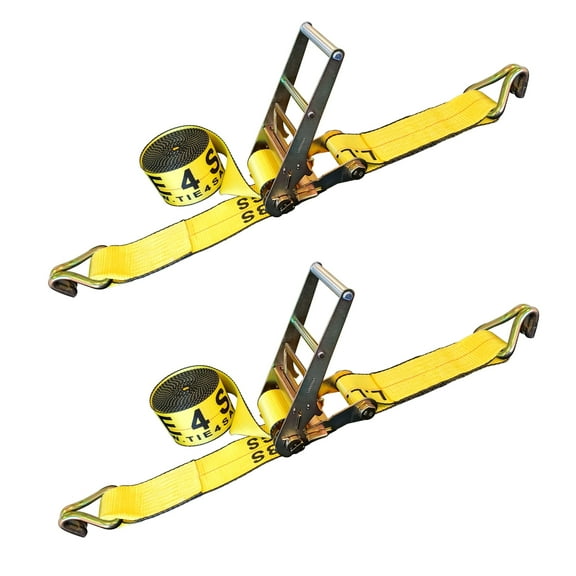 2 Pack Heavy Duty 4" x 30' Ratchet Strap w/J Hook for Farm Truck Trailer Flatbed