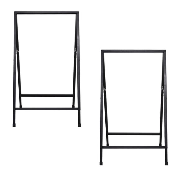 2 Pack Heavy Duty A-Frame Sidewalk Sign 24 x 36 Inch, Portable Double-Sided Sandwich Board Slide-in Folding Metal Signboard (Frame onlyNo white board)