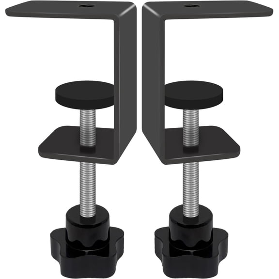 2-Pack Heavy Duty Adjustable C-Clamp with M8(0.31") Screw Hole - Steel Desk Clamp for Lamp, Microphone, Light Poles & Table | Multi-Purpose Clamps for Secure Mounting