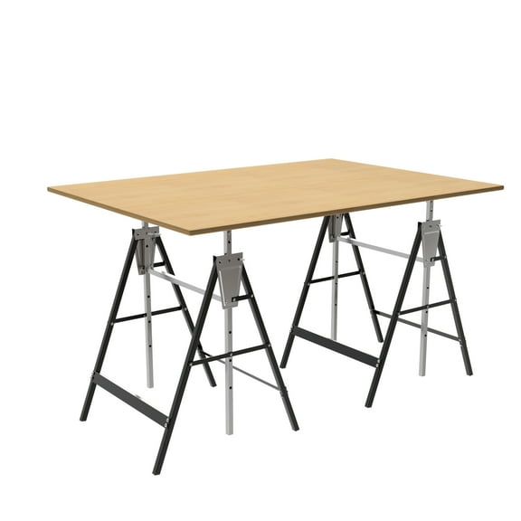 2-Pack Heavy-Duty Adjustable Height Steel Sawhorse Brackets, Sturdy and Durable