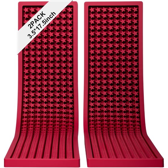 2 Pack Heavy Duty Bar Mat Drying Bar Rail Mat Non-Slip Serving Spill Mat (Red, 3.5”*17.5“)