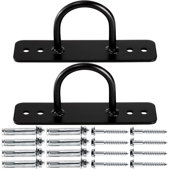 2 Pack Heavy Duty Battle Rope Anchor & Wall Ceiling Mount Bracket for Suspension Straps, Body Weight Training, Yoga, and Hammocks, Black