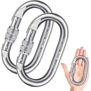 2-Pack Heavy Duty Carabiner Clips - 25KN/5600lb Capacity Screwgate Climbing Carabiners for Climbing, Rigging, Hammocks & Outdoor Gear O-Shape Design