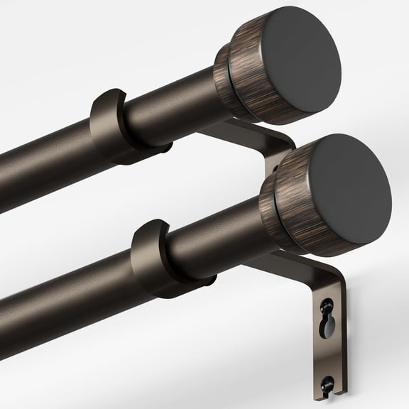 2-Pack Heavy Duty Curtain Rods for Windows 66 to 120 Inch, 1 Inch Pole Adjustable Curtain Rod with Easy Installation and Modern Design (Antique Brown, 16 to 120 Inch)