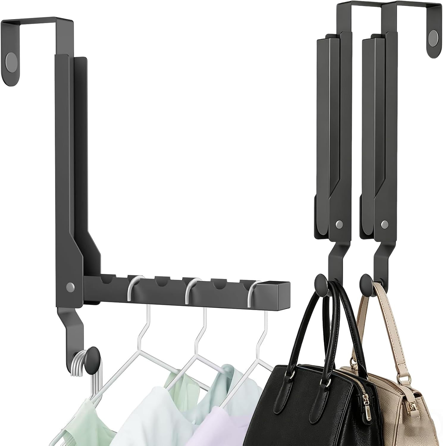 2 Pack Heavy Duty Over the Door Hooks, Compact Foldable Over the Door ...