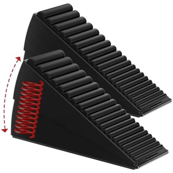 2 Pack Heavy Duty Door Stopper, Adjustable Spring Large Stopper, 3 Inches High Tall Wedge Stoppers for Bottom of Door, Door Stop Suits Any Heavy Door, Black