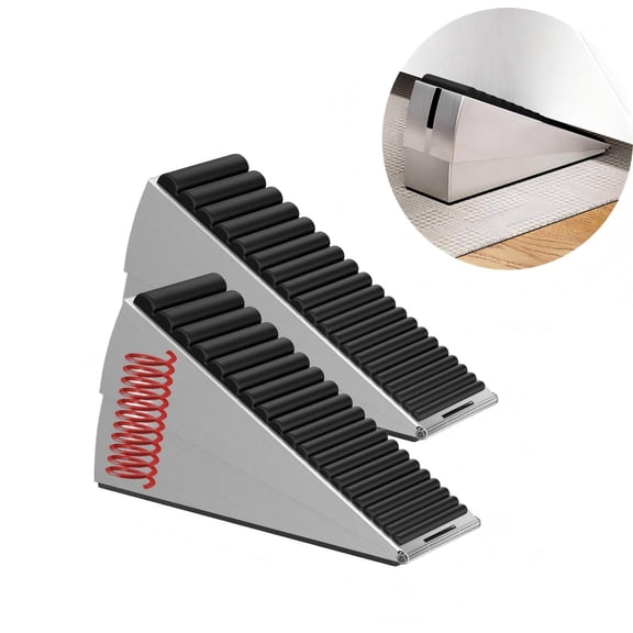 2-Pack Heavy Duty Door Stopper, Adjustable Spring Large Stopper, 3 Inches High Tall Wedge Stoppers for Bottom of Door, Door Stop Suits Any Heavy Door